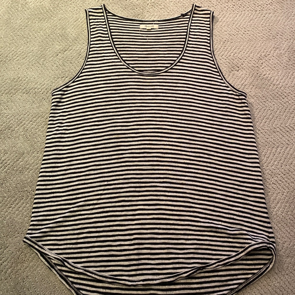 Madewell black and white striped tank